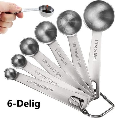 6-Delige RVS Maatlepel Set | Maatlepels | Maatschepjes | Maatcups | Voor Precies Koken en Bakken