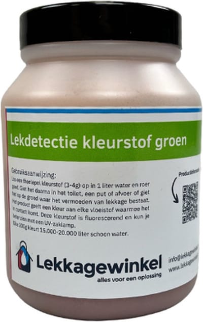 Lekdetectie kleurstof groen fluorescerend 200 gram - riool - traceer - lekkage - waterlekkage
