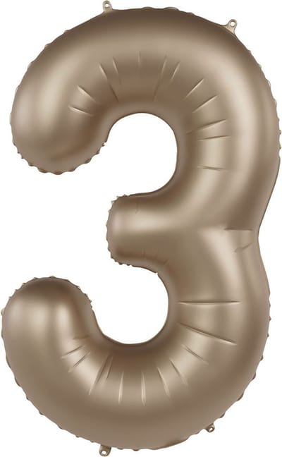 Folat - Folieballon Cijfer 3 Starlight Gold - 86 cm