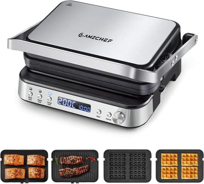 Multifunctionele Grill - Contactgrill Wafelijzer - Snelle Maaltijden - 4 Afneembare Platen - 34 x 16 x 35 cm