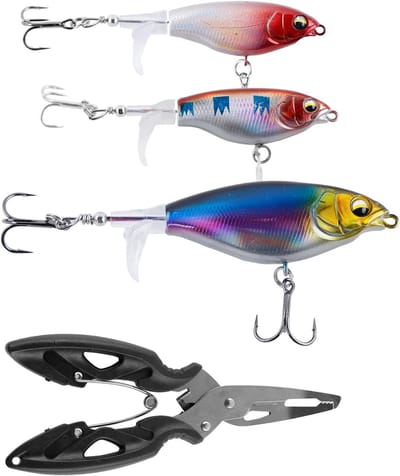 SnelShoppen - Visserslures voor Zee Baars, Water Bait met Propellerstaart, Geschikt voor Zoet en Zoutwater, Levendige Kleur, Realistische Aantrekkings
