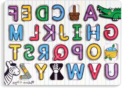 Houten Puzzel - Alfabet Puzzel - Leren Lezen - 26 Stukjes - 295x215mm - Multicolor