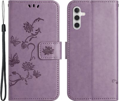 Coverup Hoesje - Geschikt voor Samsung Galaxy S25 / S24 Hoesje - Coverup Bloemen & Vlinders Book Case - Lila