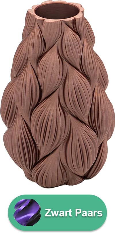 Lamina moderne vaas – Decoratieve vaas - Zwart / Paars - 3d geprinte vaas – geschikt voor droogbloemen - 20CM