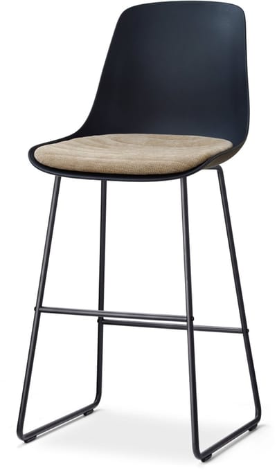 Nolon Nino-Liv barkruk zwart met nougatbruin Zitkussen - zwart onderstel - 75 cm