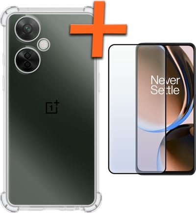 Hoes - Met Screenprotector - Geschikt voor OnePlus Nord CE 3 Lite - Sterk & Shockproof - Siliconen Case - Back Cover - Telefoon Hoes - Shock Proof - Transparant