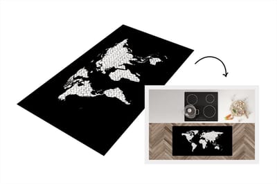 Keukenloper - Loper keuken - Wereldkaart - Wit - Patroon - 120x60 cm - Keukenloper vinyl