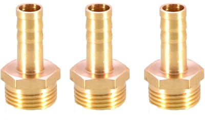 Dailygoods- Slangconnector 3 Stuks - Massief Messing - Slangkoppeling - BSP Draad - Voor Lucht/Water/Gas - Lange Levensduur