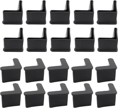 20x Zwarte L-vormige Rubberen Voetjes voor Meubelpoten 30x30mm Hoekdoppen