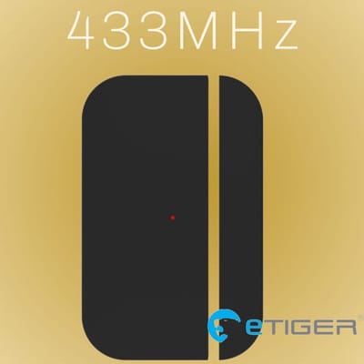 eTiger® X200 stijlvolle zwarte Magneetsensor voor deuren, ramen en kluizen.