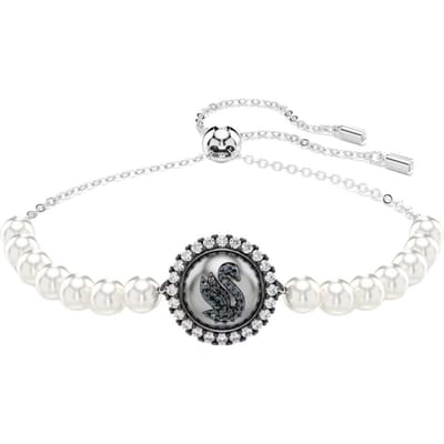 Zircone Cubique Synthétique Swarovski, Plaqué Rhodium, Cristal Artificiel, Perle Artificielle Bracelets Femme Gris 5680851 Gray|F|Box (Random Color) blue