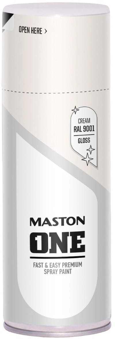 Maston ONE - spuitverf - hoogglans - crème wit (RAL 9001) - 400 ml - spuitbus verf