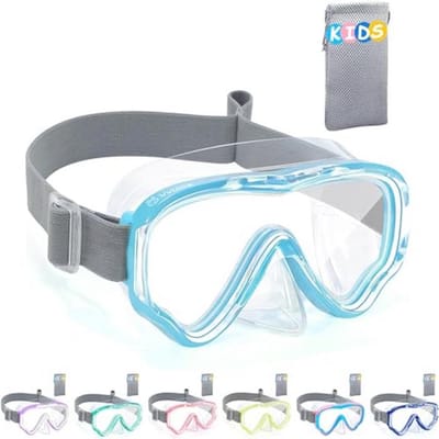 Duikbril voor kinderen met stoffen band, panorama zwembril, anti-lek snorkelmasker voor kids van 3-13 jaar