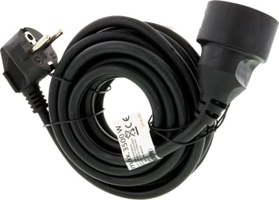 Exin verlengsnoer - penaarde - H05VVF - 3 x 1.5 mm² - 5m - zwart