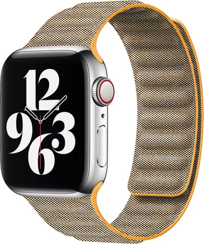 By Qubix - Geschikt voor Apple Watch bandje - Denim nylon bandje - Oker - Geschikt voor Apple Watch 38mm / 40mm / 41mm / 42mm - nylon - bandje iWatch