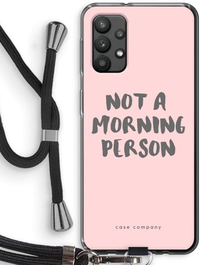 Case Company® - Hoesje met koord geschikt voor Samsung Galaxy A32 4G hoesje met Koord - Morning person - Telefoonhoesje met Zwart Koord - Bescherming aan alle Kanten en Over de Schermrand