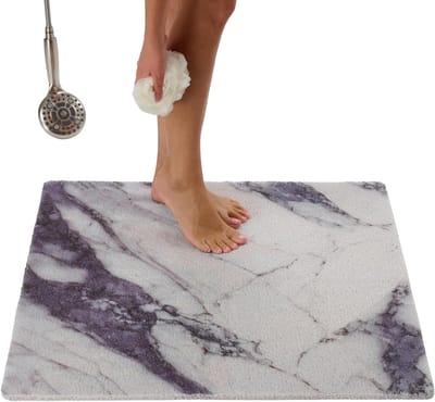 Vierkante Douchemat - Antislip Badmat - Veilig Douchen - Efficiënte Waterafvoer - 31 x 31 cm - Blauw Grijs