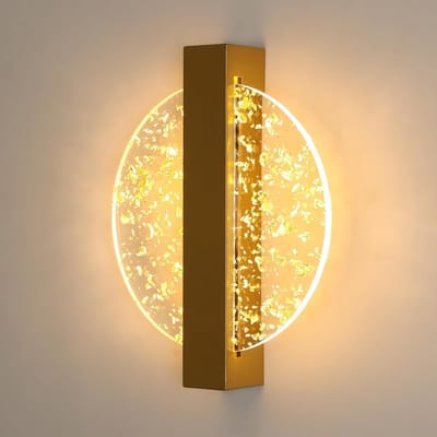 EXCITAT Gouden binnenwandlamp - LED-binnenlamp - 6W - 1200lm - Warm wit licht - 3000K - Ronde binnenwandlamp van acryl - Geschikt voor slaapkamers, woonkamers, trappenhuizen en gangen