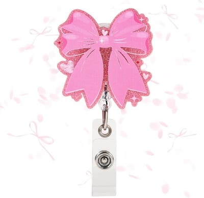 Allecto - Schattige Roze Badge Reel met Strik voor ID-Badges - Ideaal