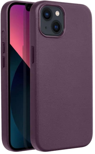 Casify Leren Hoesje geschikt voor MagSafe iPhone 13 Mini Hoesje - Donkerpaars