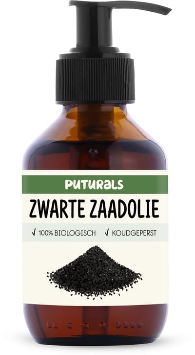 Puturals Black Seed Oil 100% Biologisch - 150ml - Koudgeperst en Puur - Zwarte Zaad Olie voor Huid en Haar - Glazen Fles met Pomp