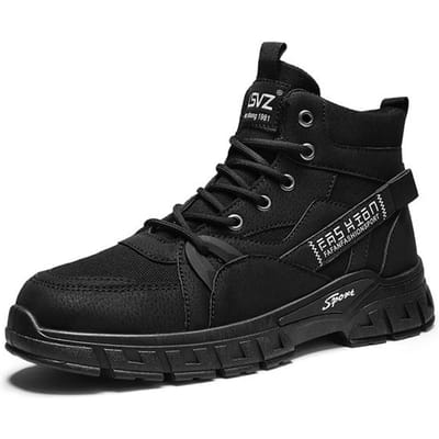 Nouvelles chaussures vulcanisées pour hommes, bottes Martin antidérapantes, chaussures de randonnée en plein air pour hommes, chaussures en cuir de haute qualité pour hommes 43 noir