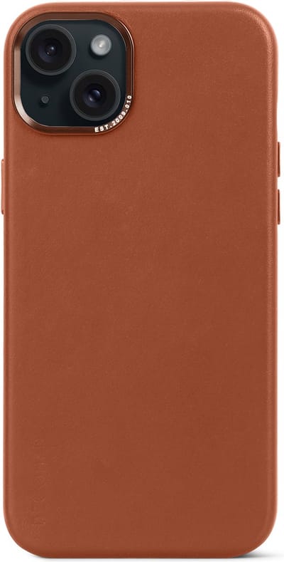 DECODED Leren Hoesje voor iPhone 15 Plus - Hoogwaardig Europees Leer - Geschikt voor MagSafe - Bruin