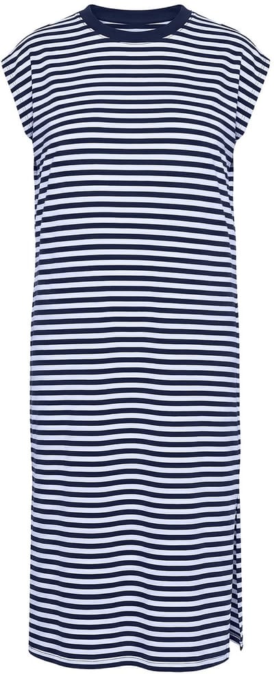 Studio Untold - Dames - jersey jurk oversized strepen ronde hals mouwloos - Donkerblauw - Maat 46+