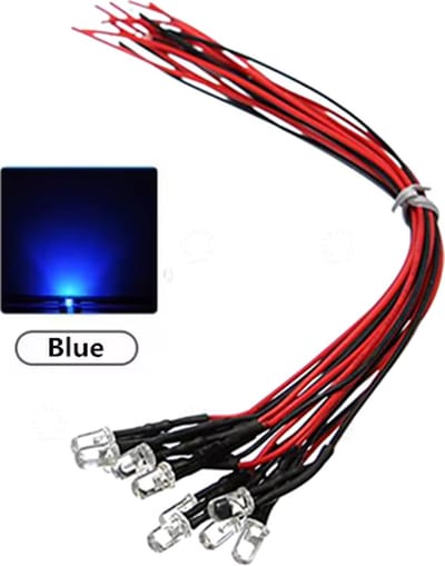 Knipper Led 5mm Blinking met kabel 12V - 10 stuks - kleur blauw