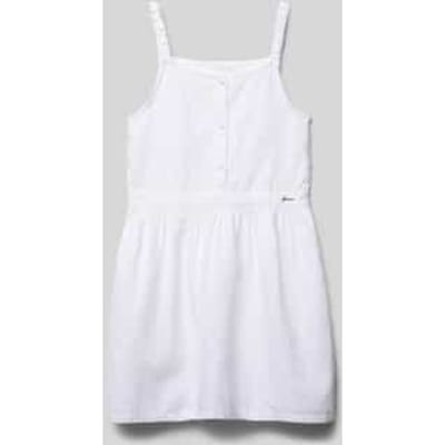 Knielange jurk met korte knoopsluiting en labeldetail