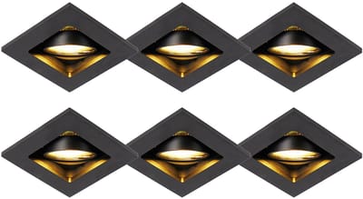 QAZQA qure - Moderne Inbouwspot - 6 stuks - L 10 cm - Zwart - Woonkamer | Slaapkamer | Keuken