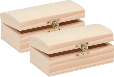 2x stuks Houten kistjes ronde deksel 14 x 8 cm - Hobby/knutselmateriaal