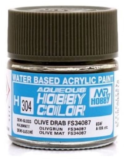 Gunze H-304 - FS34087 Olivdrab Sg - Mr. Hobby Aqueous Modelbouwverf 10ml