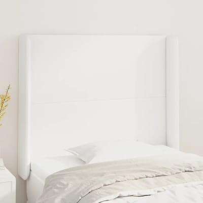 vidaXL - Hoofdbord - met - randen - 103x16x118/128 - cm - kunstleer - wit