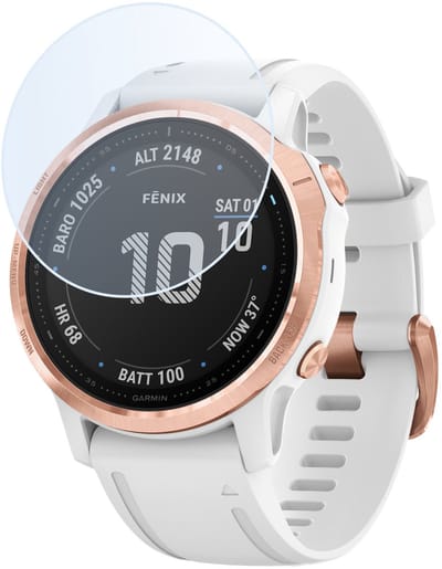 Screenprotector - Geschikt voor Garmin Fenix 6s Pro - Extra Sterk - Tempered Glass - Gehard Glas - Beschermglas Screen Cover - Bescherm Protector voor Smartwatch