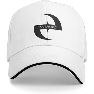 Evanescence Groupe de Rock Sandwich Casquettes Hommes Femmes, Casquette Hip-Hop Casquette de Course Réglable Polyester Casquette de Baseball Été One Size white