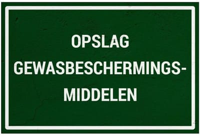 Opslag gewasbeschermingsmiddelen bord | Sign Again materiaal | 18 x 12 cm