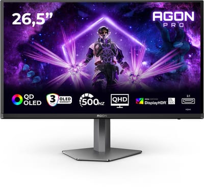 AOC AGON PRO AG276QKD2 - QHD QD-OLED Gaming Monitor - 500hz - HDR500 - HDMI 2.1 - DP 2.1 - 27 inch