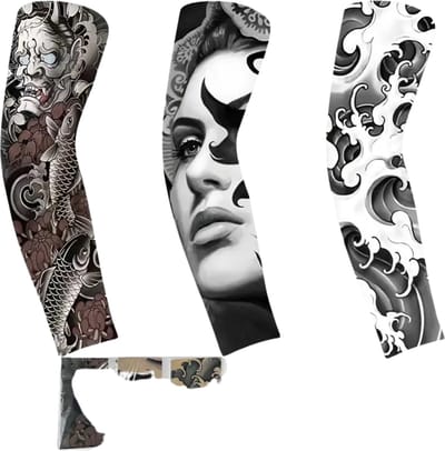 Livano Tattoo Sleeve - Voor Volwassenen - Mouw - Tatoeage - Arm Warmer - Zonbescherming - UV Beschermend - 3 Stuks
