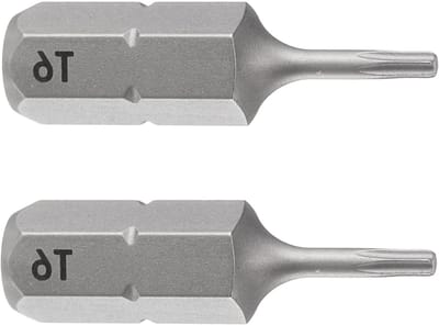 2 stuks T6 Torx schroevendraaierbits, magnetische 6-punts kop 25 mm met 1/4 inch zeskantschacht, S2 staal voor elektrische schroevendraaiers en boormachines