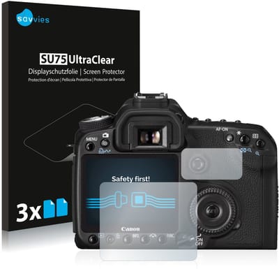 Savvies - Screenprotector voor Canon EOS 50D - Folie Beschermfolie transparant 6 Stuks