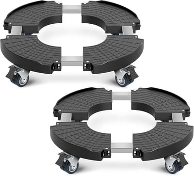 Verstelbare Plantenstandaard met Wielen - Heavy Duty Plant Roller 35-55 cm - Zwart - 2 Stuks