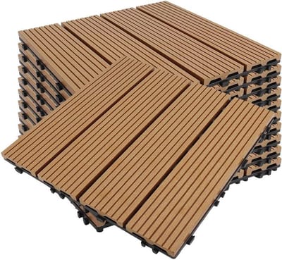 Terrastegels WPC - Balkontegels Tuintegels - Buiten Vloeren - Kliksysteem Drainagesysteem - 33 Stuks 3m² - Abrikoos