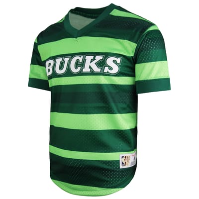 Mitchell & Ness NBA Bucks Wordmark Mesh Heren T-shirt