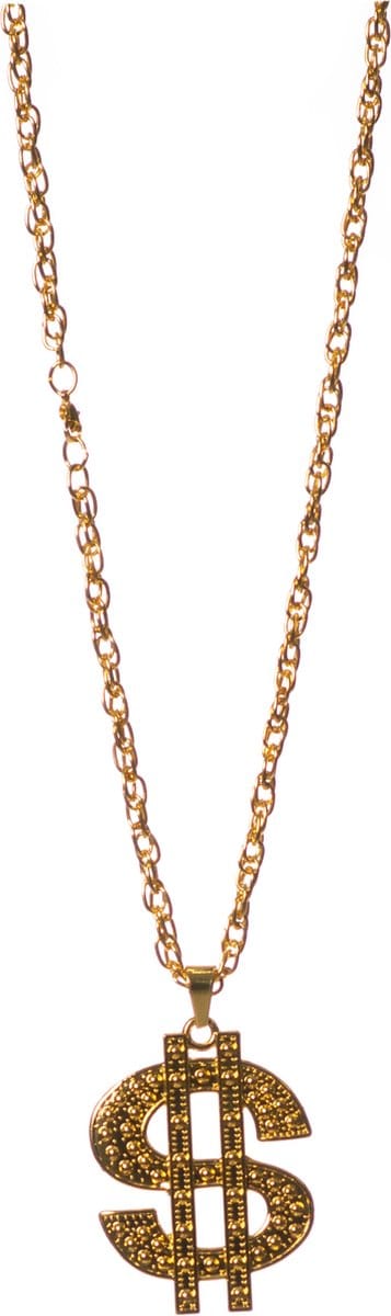 Partychimp Dollar Ketting Goud Voor Bij Carnavalskleding Heren Carnavalskleding Dames Carnaval Accessoires Carnaval Toppers in Concert 2025 Fout en Stout maar Goud- Goud - Metaal