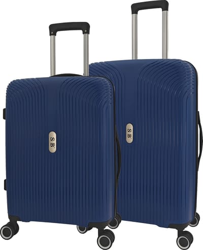 SB Travelbags 2 delige bagage kofferset 4 dubbele wielen trolley - Blauw - 65cm/55cm - TSA slot