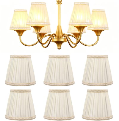 Allecto - Stoffen Lampenkap Set - Wandlampenkap - 6 Stuks - Goud - Tafellamp Accessoire - E14 Geschikt - Luxe Kleur