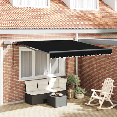 vidaXL - Uitschuifbare - luifel - Zwart - 350 - x - 250 - cm - Stof - en - Aluminium