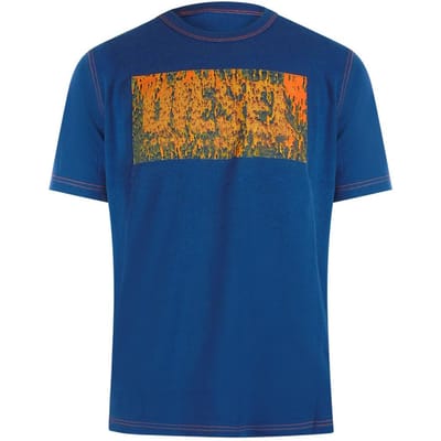 Diesel Heren T-shirt katoen met logo (Vaandrig Blauw)