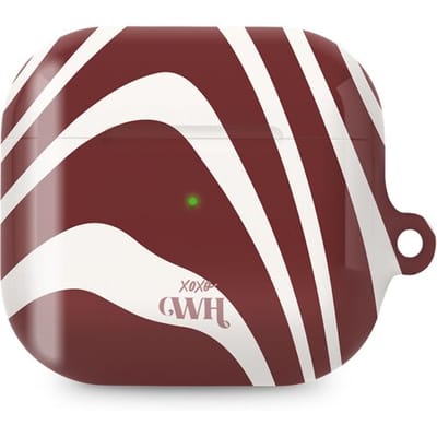 xoxo Wildhearts hoesje geschikt voor AirPods 3 - Boogie Wonderland Red - Ook als telefoonhoesje verkrijgbaar - schokbestendige case - koptelefoonhoes - Beschermhoes met met golvende print - golven - rood